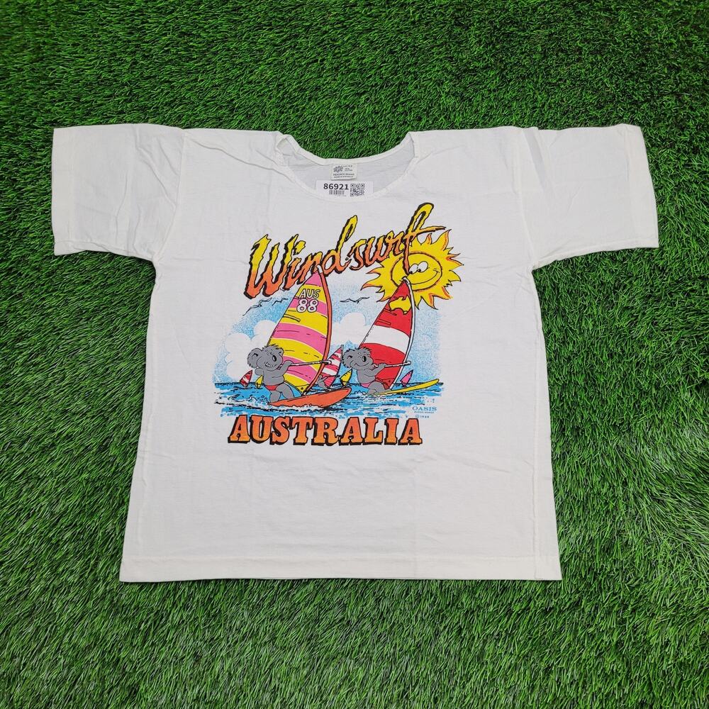 Vintage 1988 Funny Koala Bear Wind Surfing T-Shirt Women Medium Peacock Brand